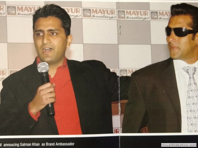 Mr Riju Jhunjhunwala, MD, RSWM annoucing Salman Khan as Brand Ambassador in 2006,